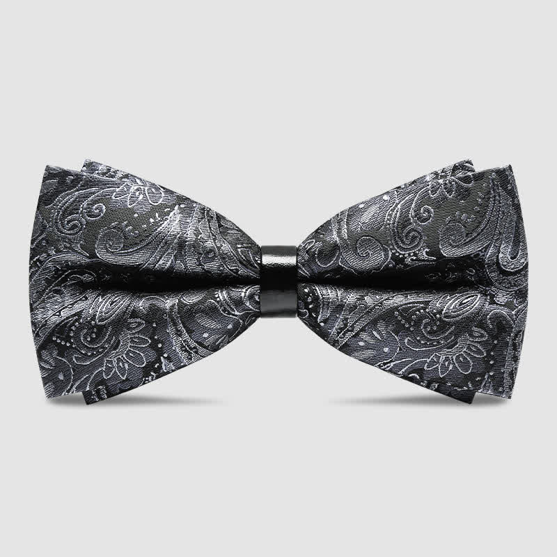 Nœud papillon luxueux à motif cachemire gris pour homme