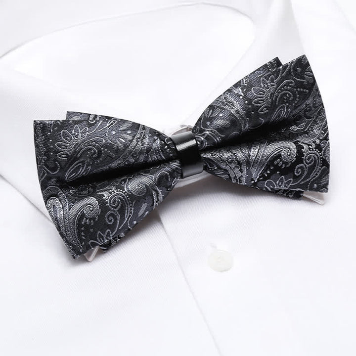 Nœud papillon luxueux à motif cachemire gris pour homme