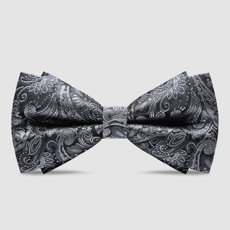 Nœud papillon luxueux à motif cachemire gris pour homme