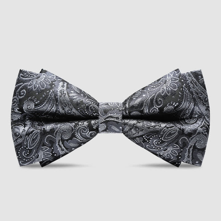 Nœud papillon luxueux à motif cachemire gris pour homme