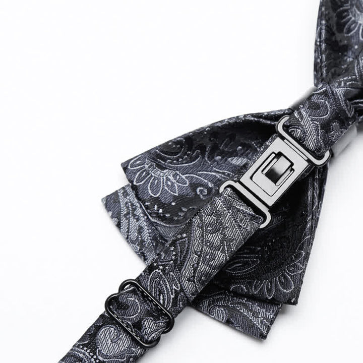 Nœud papillon luxueux à motif cachemire gris pour homme