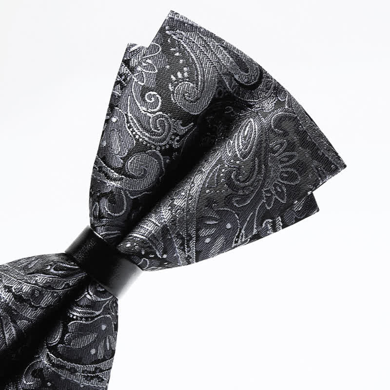Nœud papillon luxueux à motif cachemire gris pour homme