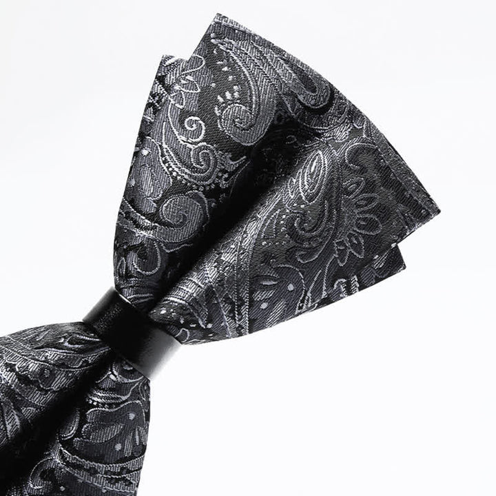 Nœud papillon luxueux à motif cachemire gris pour homme