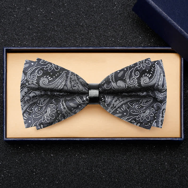 Nœud papillon luxueux à motif cachemire gris pour homme