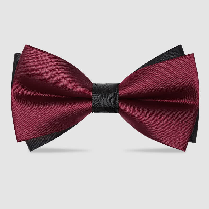 Nœud papillon double épaisseur rouge et noir pour homme