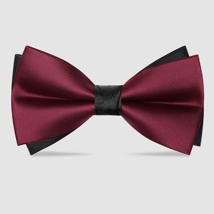 Nœud papillon double épaisseur rouge et noir pour homme