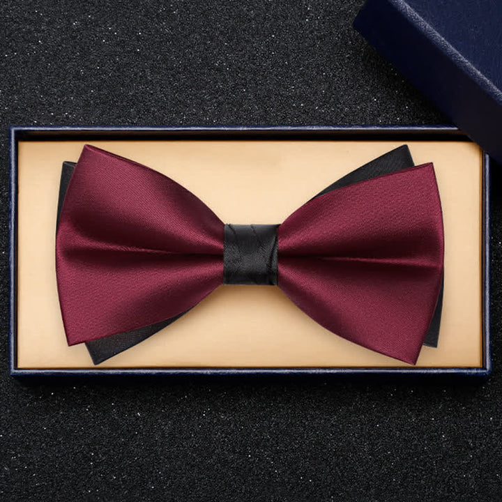 Nœud papillon double épaisseur rouge et noir pour homme