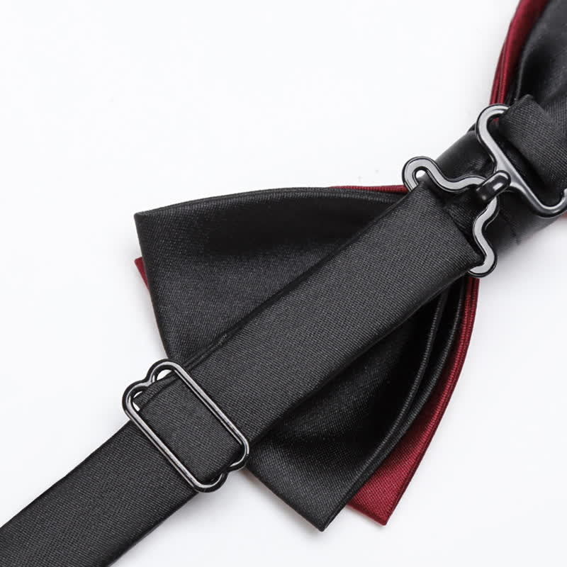 Nœud papillon double épaisseur rouge et noir pour homme