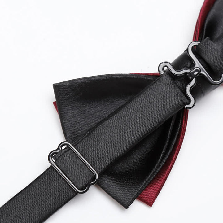 Nœud papillon double épaisseur rouge et noir pour homme