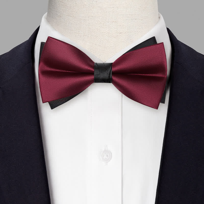 Nœud papillon double épaisseur rouge et noir pour homme