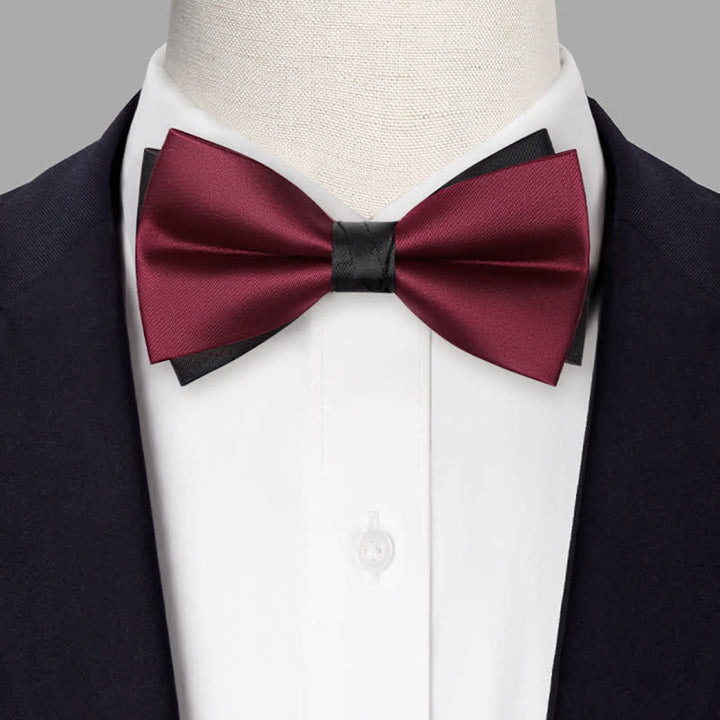 Nœud papillon double épaisseur rouge et noir pour homme