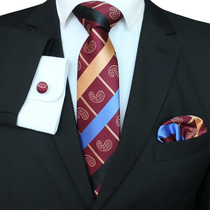Lot de 3 cravates à motifs cachemire rayés pour homme