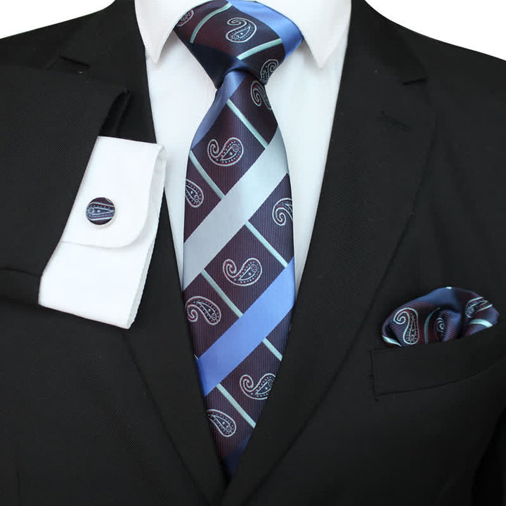 Lot de 3 cravates à motifs cachemire rayés pour homme