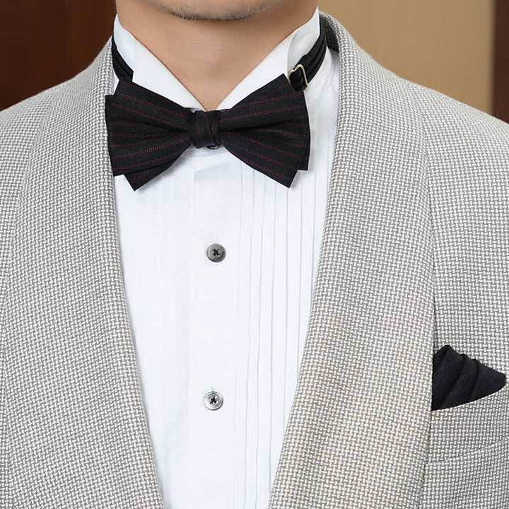 Nœud papillon de mariage formel en sergé de couleur unie pour homme
