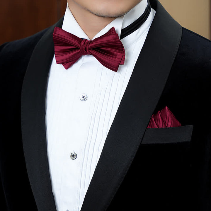 Nœud papillon de mariage formel en sergé de couleur unie pour homme