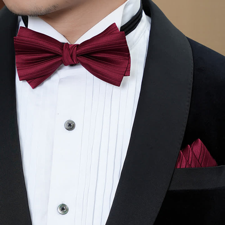 Nœud papillon de mariage formel en sergé de couleur unie pour homme