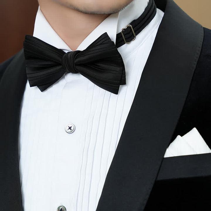 Nœud papillon de mariage formel en sergé de couleur unie pour homme