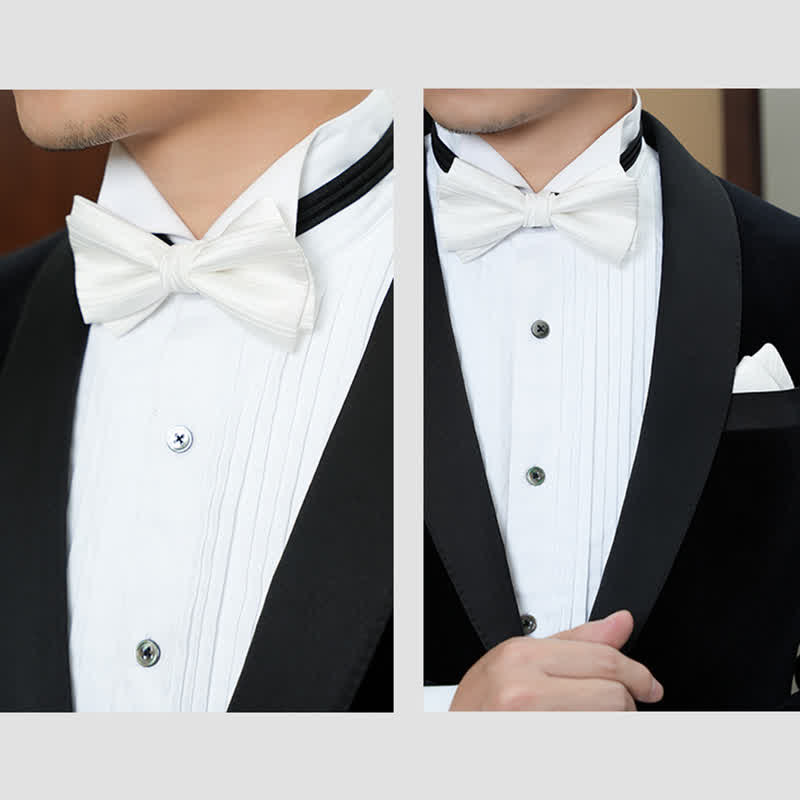 Nœud papillon de mariage formel en sergé de couleur unie pour homme