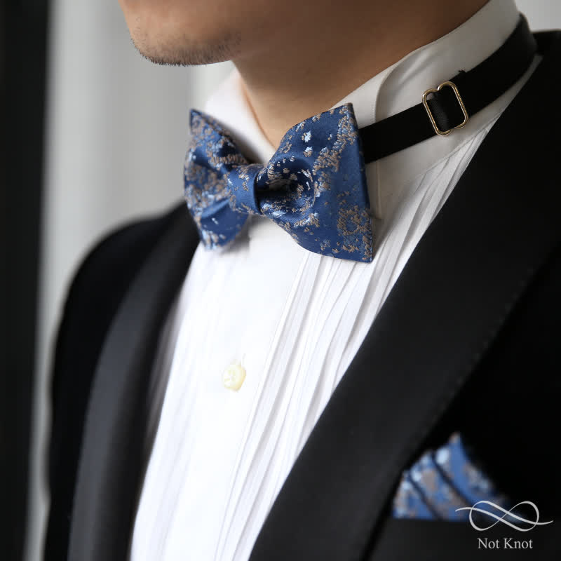 Nœud papillon bleu délicat à imprimé floral pour homme