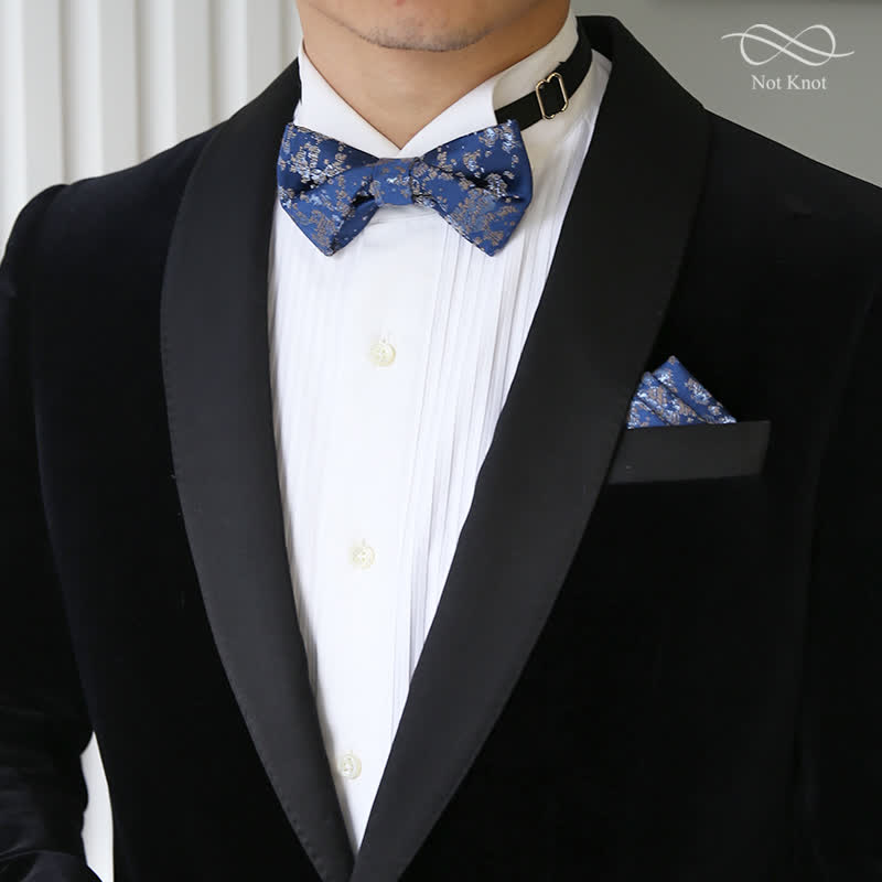 Nœud papillon bleu délicat à imprimé floral pour homme