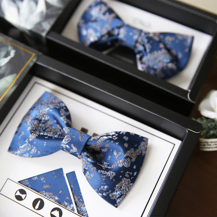 Nœud papillon bleu délicat à imprimé floral pour homme