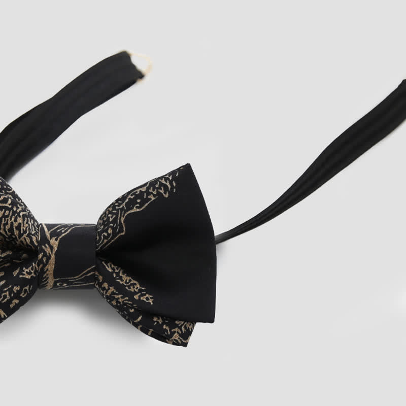 Noeud papillon noir pour homme avec peinture dorée pour mariage