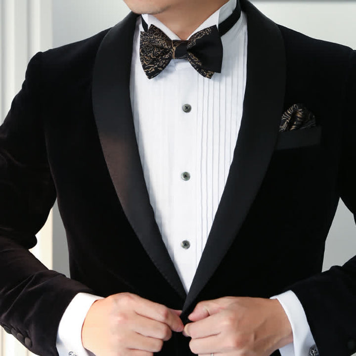 Noeud papillon noir pour homme avec peinture dorée pour mariage