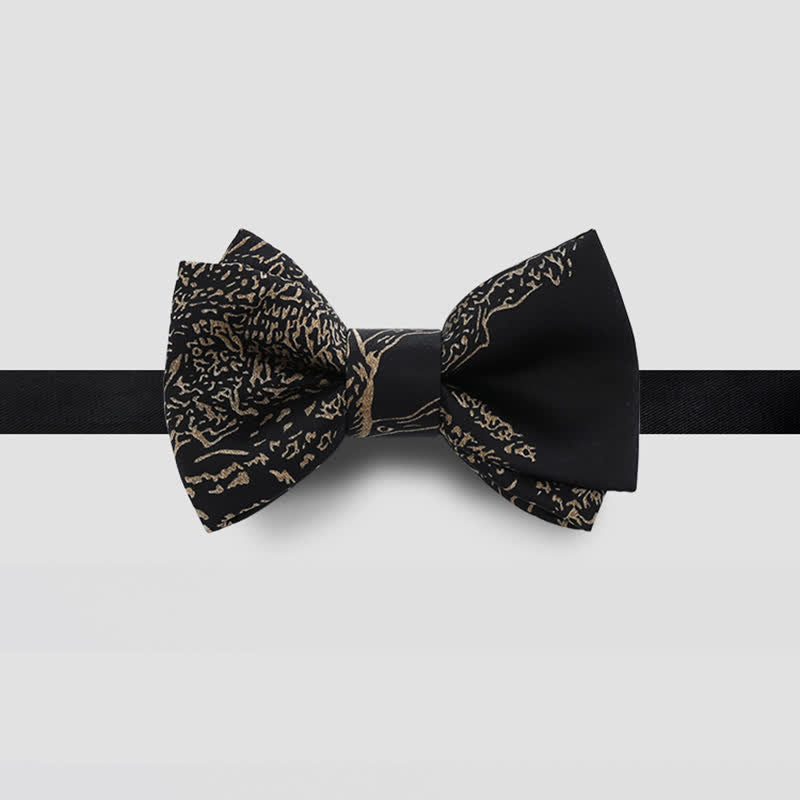 Noeud papillon noir pour homme avec peinture dorée pour mariage