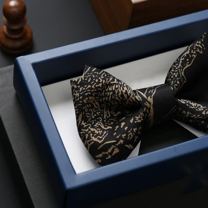 Noeud papillon noir pour homme avec peinture dorée pour mariage