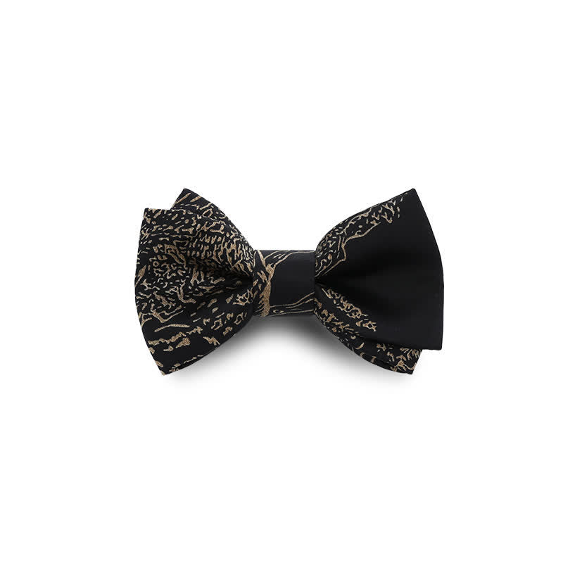 Noeud papillon noir pour homme avec peinture dorée pour mariage