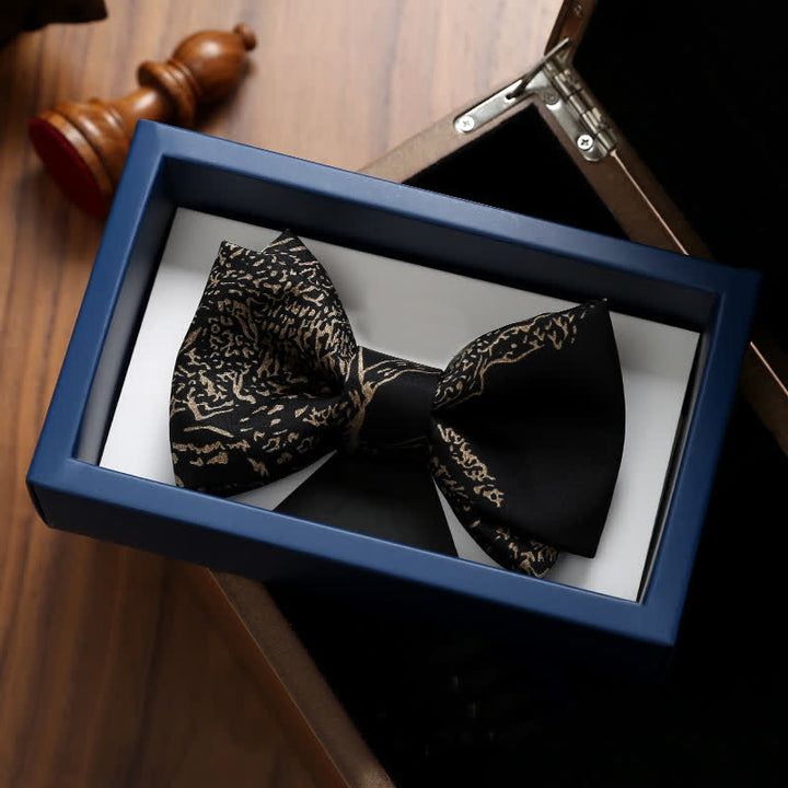 Noeud papillon noir pour homme avec peinture dorée pour mariage