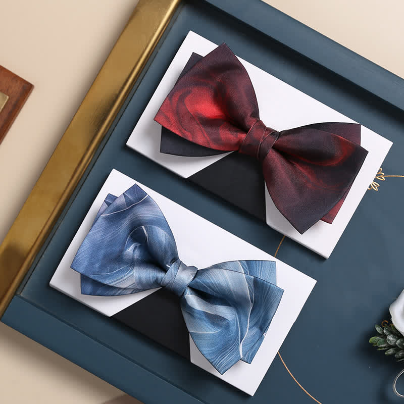 Nœud papillon double épaisseur à motif abstrait de luxe pour homme