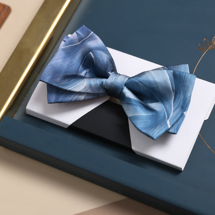 Nœud papillon double épaisseur à motif abstrait de luxe pour homme