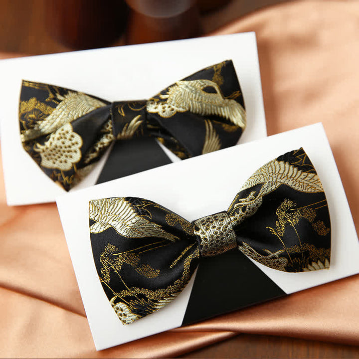 Nœud papillon de luxe en jacquard Golden Crane pour homme