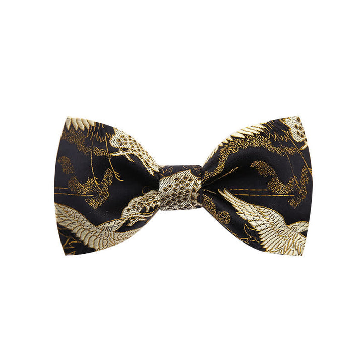 Nœud papillon de luxe pour homme, motif grue dorée, jacquard - image 3