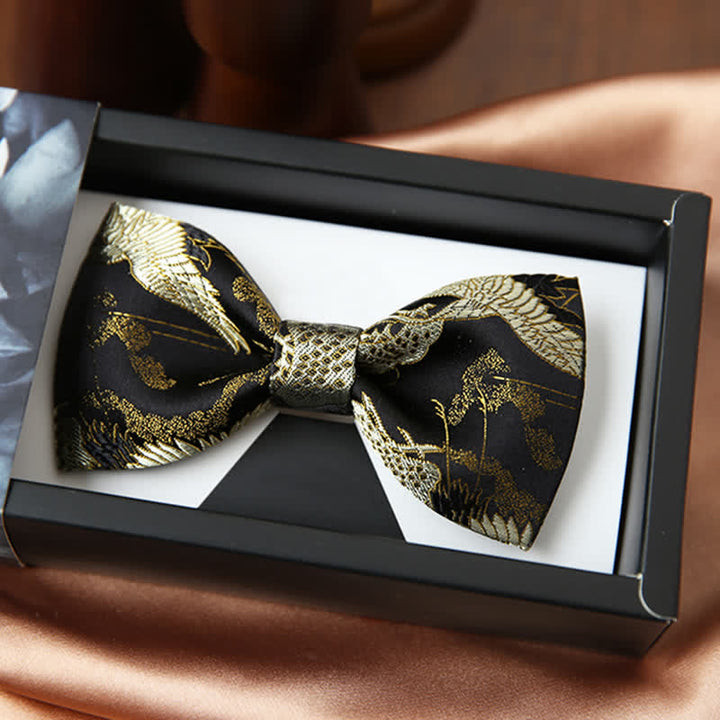 Nœud papillon de luxe en jacquard Golden Crane pour homme