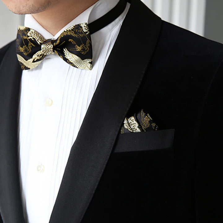 Nœud papillon de luxe en jacquard Golden Crane pour homme