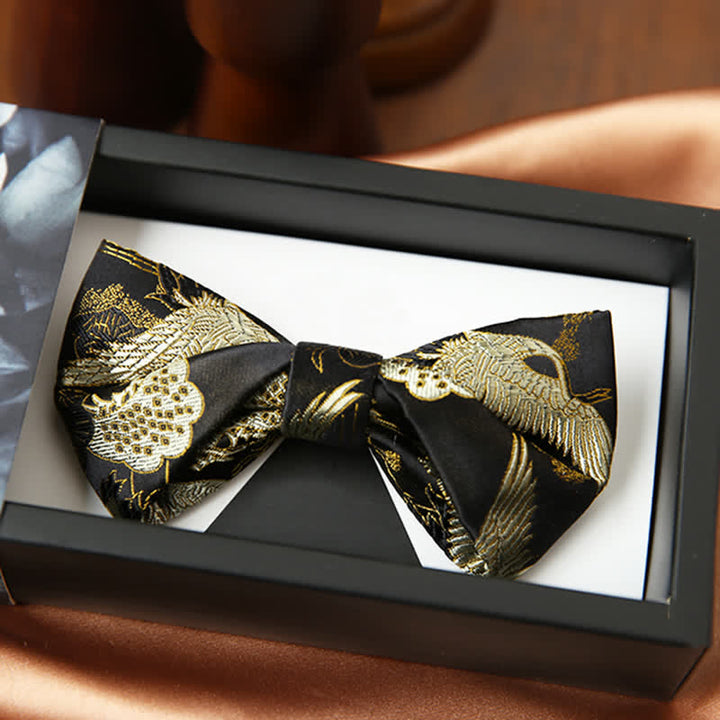 Nœud papillon de luxe en jacquard Golden Crane pour homme
