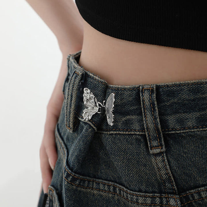 Pince à ceinture en jean avec bouton amovible en forme de papillon pour femme - image 2