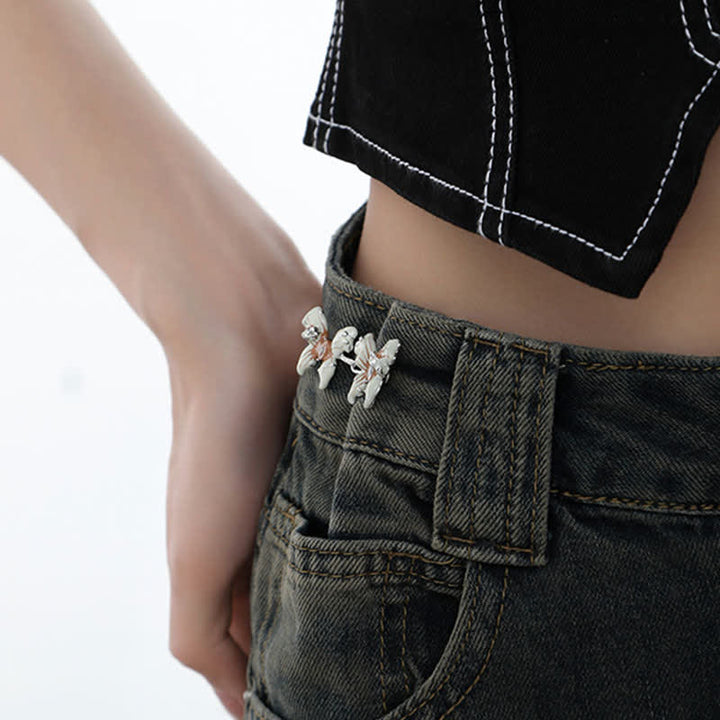 Ceinture à bouton papillon blanche pour femme