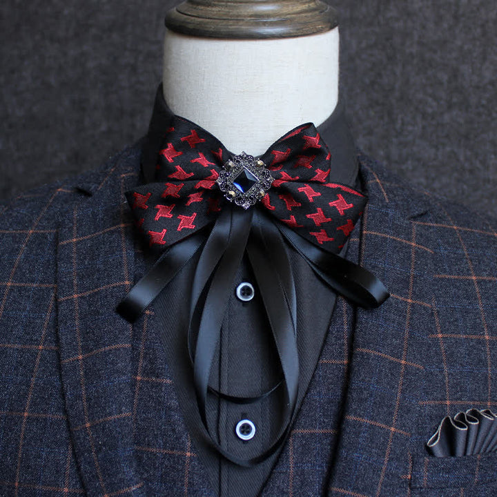 Nœud papillon classique à pompons et ruban de style britannique