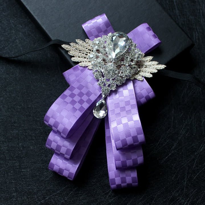 Nœud papillon rétro en cristal et strass