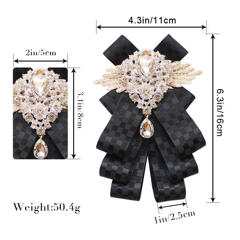 Nœud papillon rétro en cristal et strass