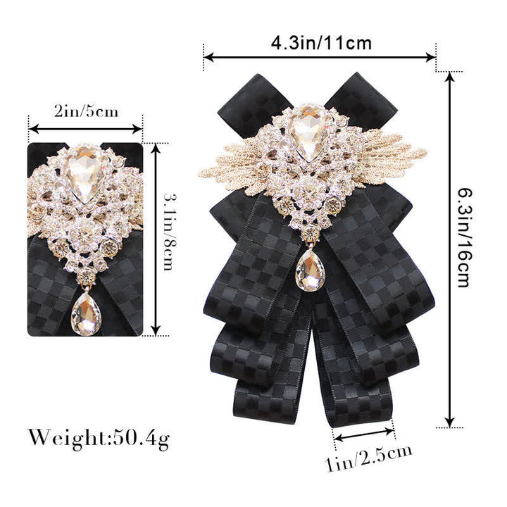 Nœud papillon rétro en cristal et strass