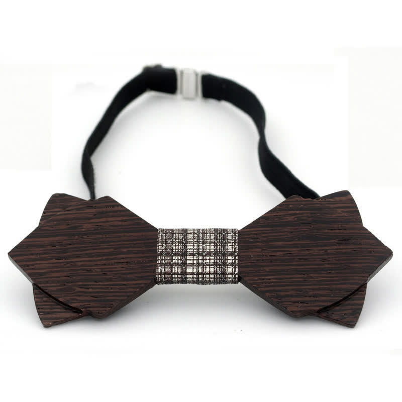 Nœud papillon double épaisseur en bois pour homme, style vintage classique