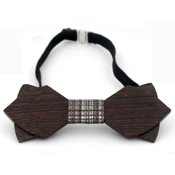 Nœud papillon double épaisseur en bois pour homme, style vintage classique
