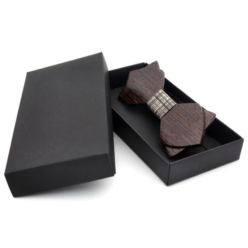 Nœud papillon double épaisseur en bois pour homme, style vintage classique