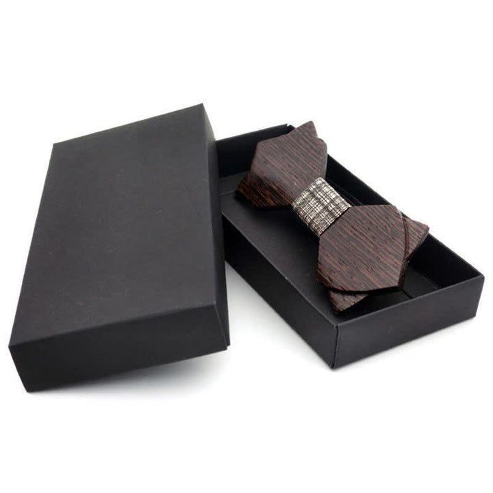 Nœud papillon double épaisseur en bois pour homme, style vintage classique