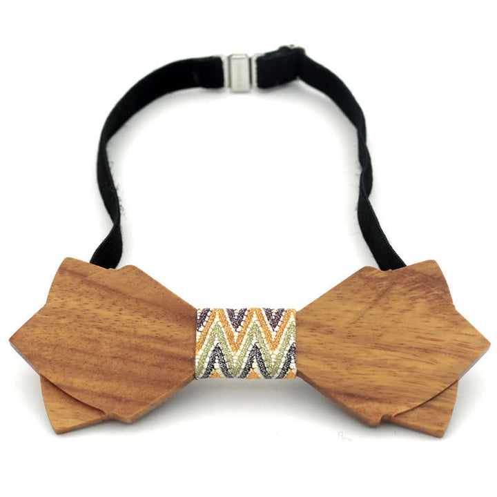 Nœud papillon double épaisseur en bois pour homme, style vintage classique