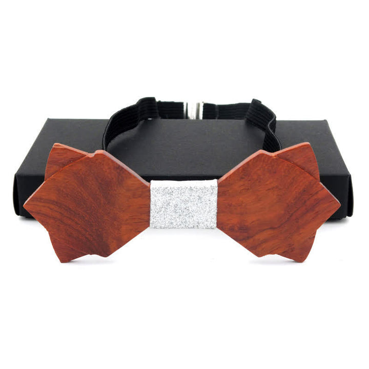 Nœud papillon double épaisseur en bois pour homme, style vintage classique